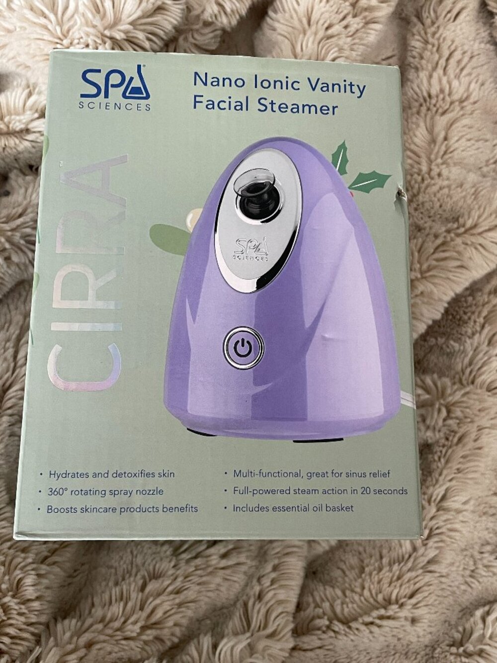 Spa Sciences CIRRA Nano Ionic Vanity Facial Steamer in purple-NWT